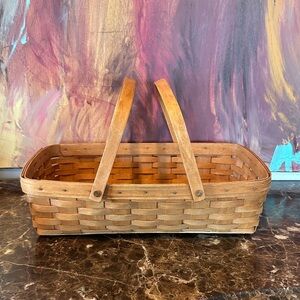 Longaberger Tan Woven Basket with Handles
